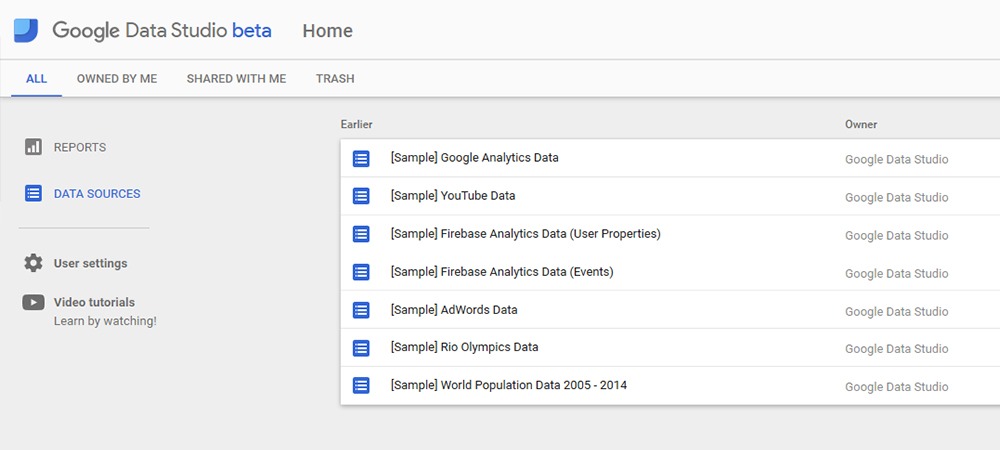 Google Data Studio Datenquellen