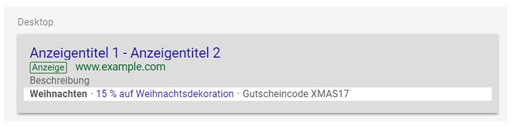 AdWords Angebotserweiterung Desktop