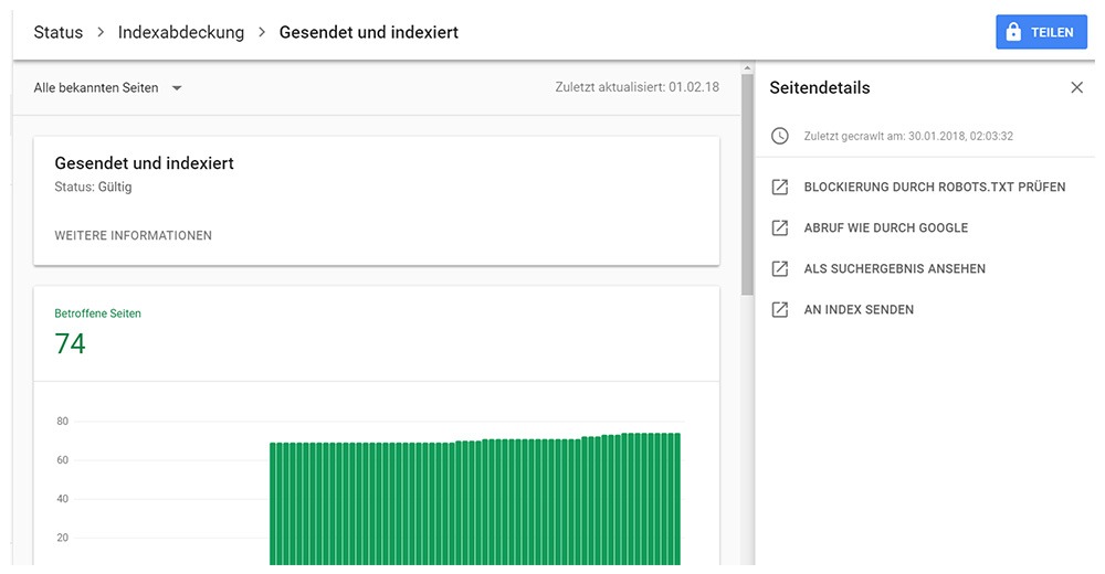Google Search Console indexierte Seiten