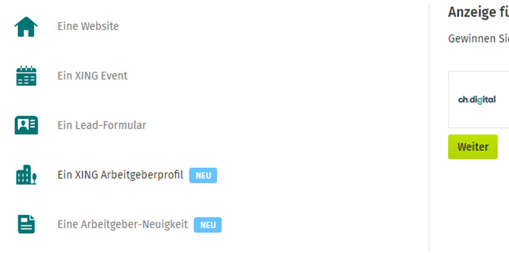 Xing Ads Kampagnenformate